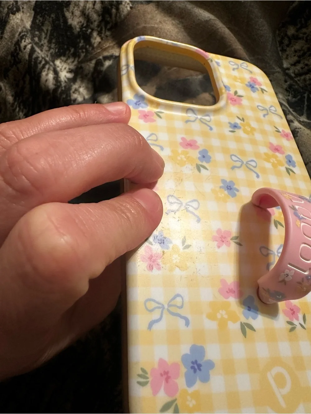 Loopy Case Yellow Floral Gingham Phone Case iPhone 14 Pro Max